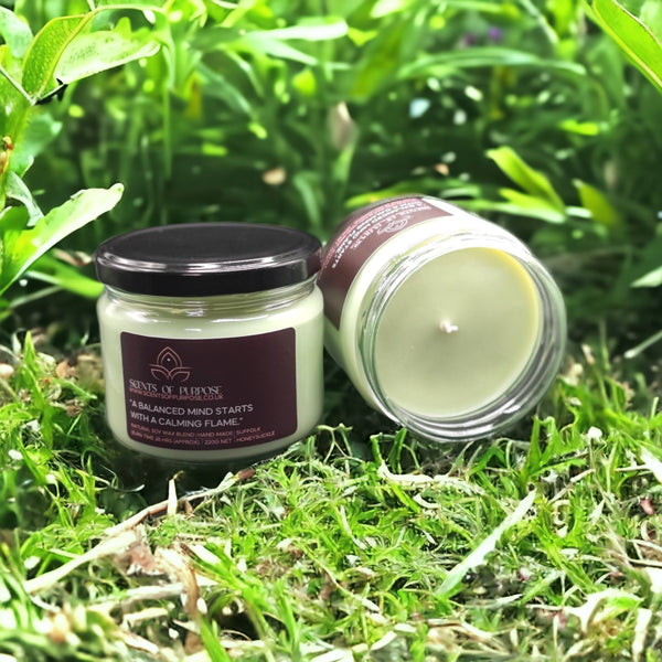 Handmade Honeysuckle Haven Soy Candle – Scented Bliss for Wellbeing