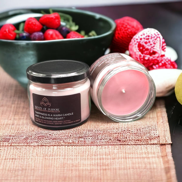 Strawberry & Cream Scented Candle Handcrafted by Scents of Purpose