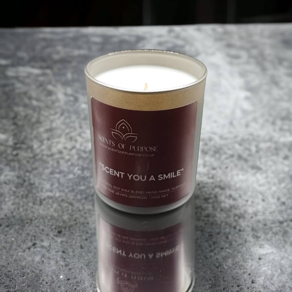 Scent You a Smile: Handmade Soy Wax Candle, Fresh Summer Fragrance, Ideal Gift, Grey | Scents of Purpose