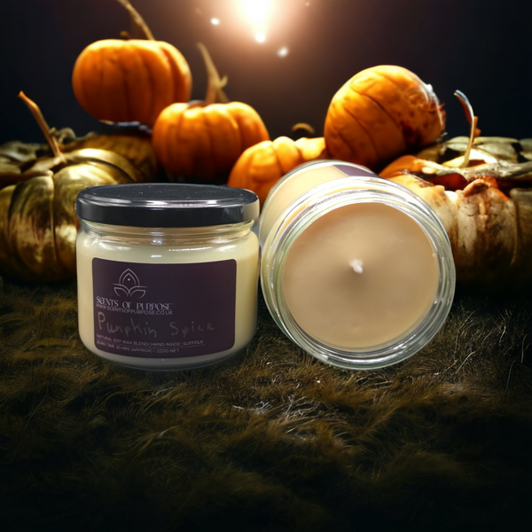 Pumpkin Spice 220g Scented candle, handmade in Suffolk | Scents of Purpose